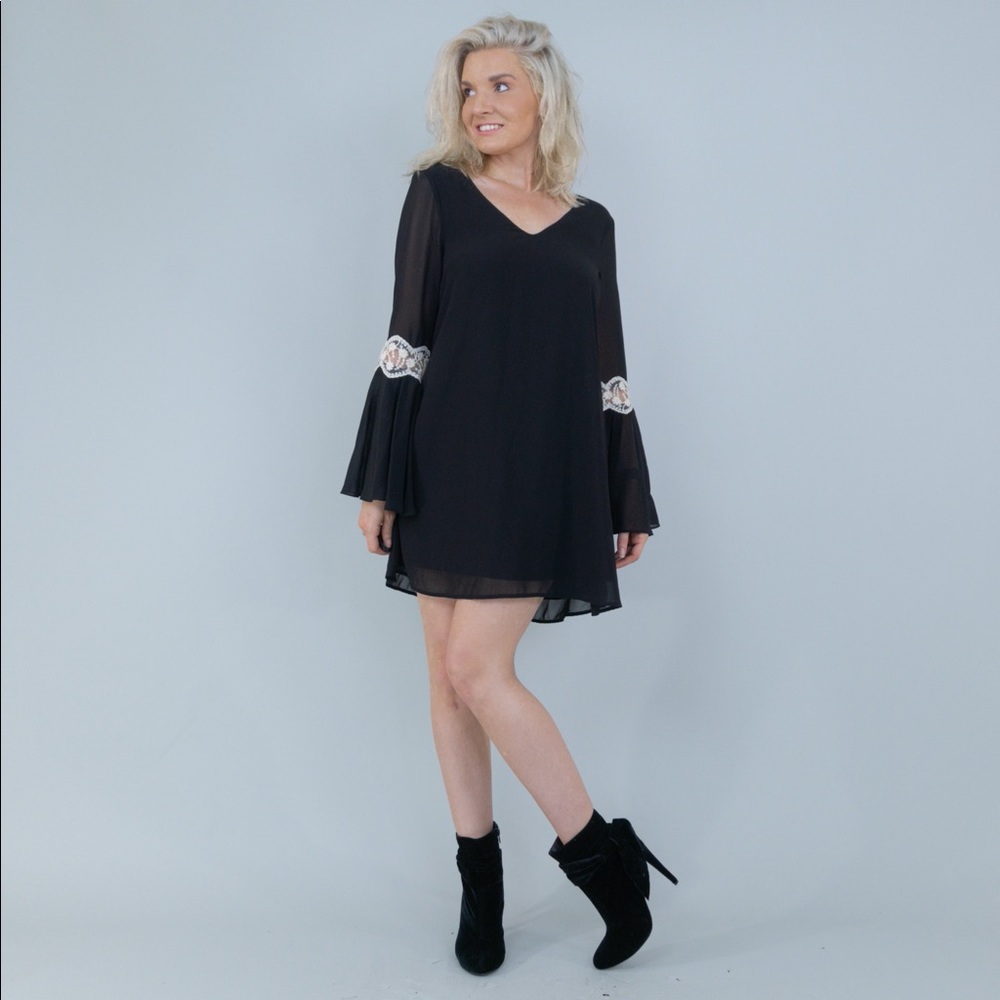 Black Long Sleeve Flirty Party Dress - Picture 9 of 15